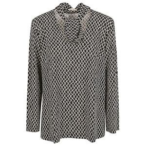 SIYU Women's Geometric Print Cowl Neck Long Sleeve Top Women BLACK Shirts